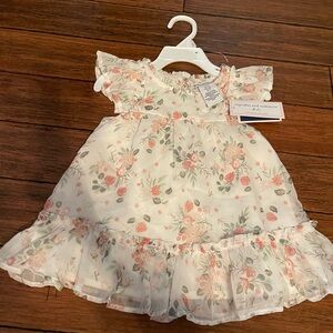 Cupcakes & Cashmere New Floral Baby Dress with Ruffle Sleeves and Floral Design